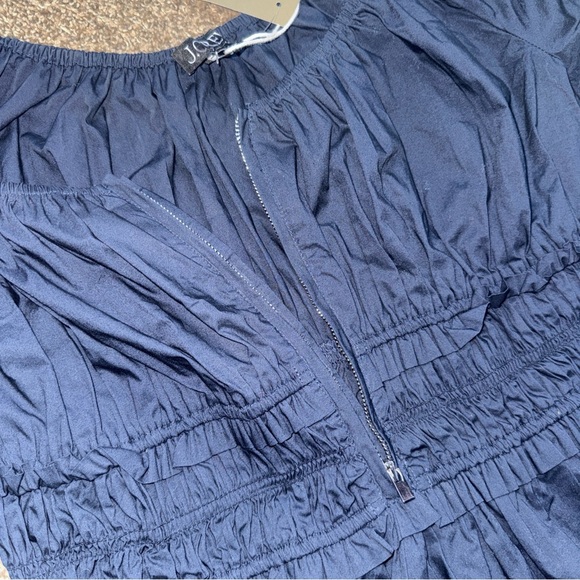 J.Crew Womens Large NWT Navy Blue Long Dress Zipper Front Cinched Top - Picture 5 of 10